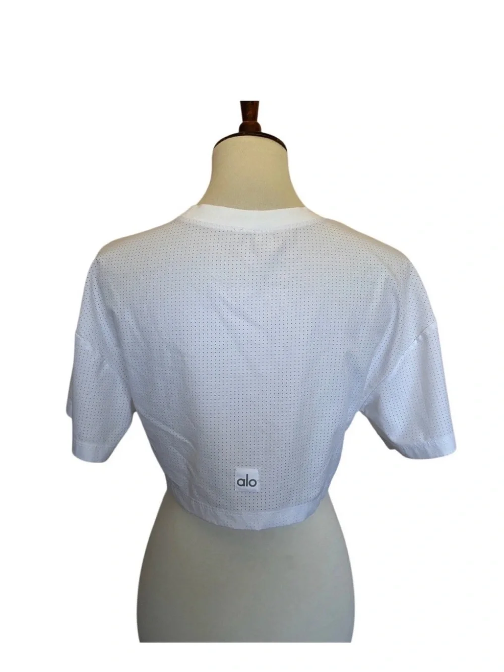 ALO Yoga White Cropped Mesh Tee